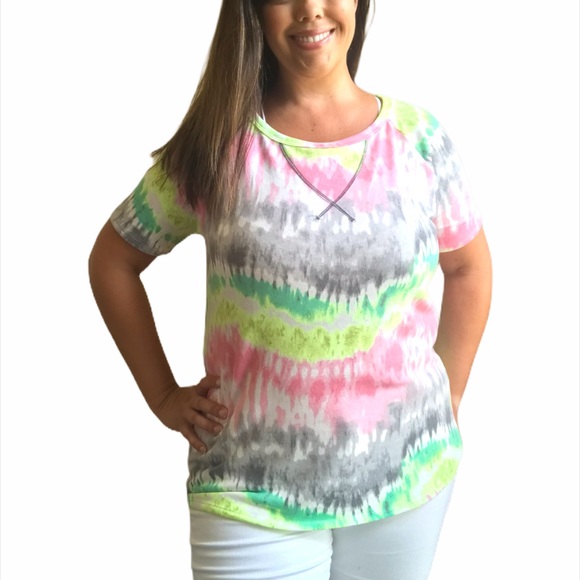 TIE DYE PRINT TOP WITH RAGLAN SLEEVES - Picture 7 of 11